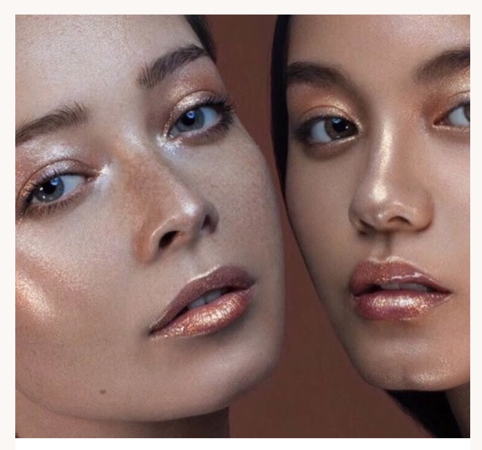 illuminator makeup , contoured, highlighted makeup, contour and highlight on two girls 